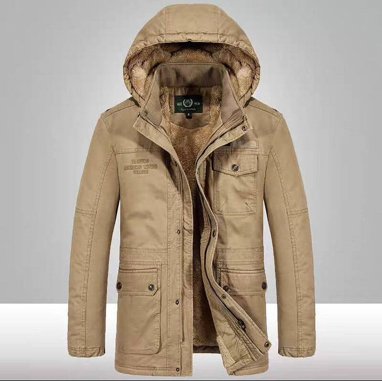 کاپشن اور کت جیب خاکی