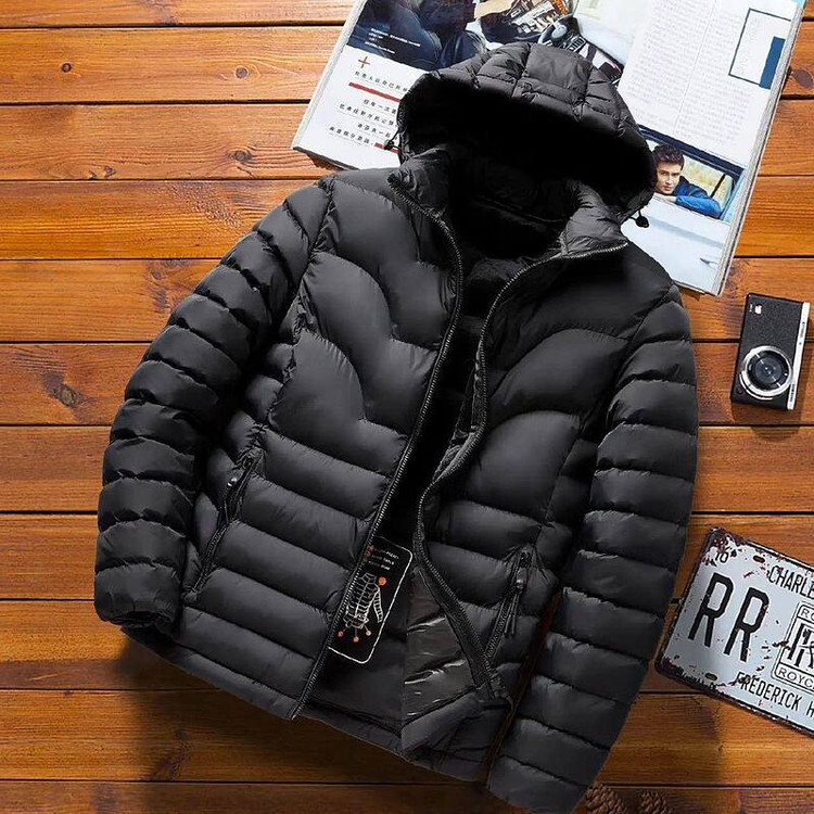 کاپشن طرح پر جمع شونده مشکی