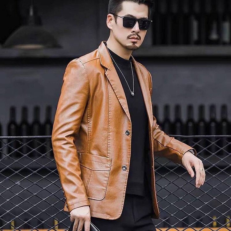 کت چرم قهوه ای