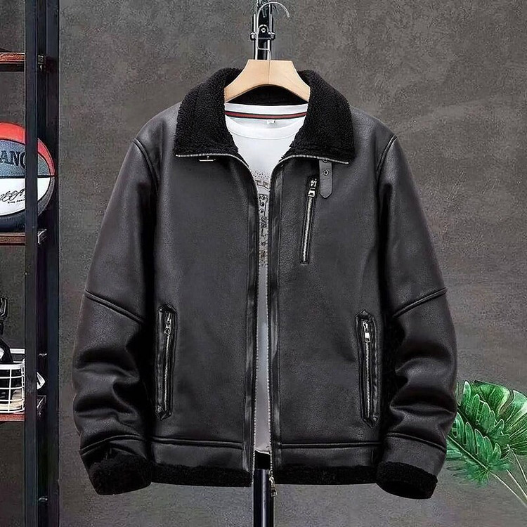 کاپشن چرم بوفالو مشکی