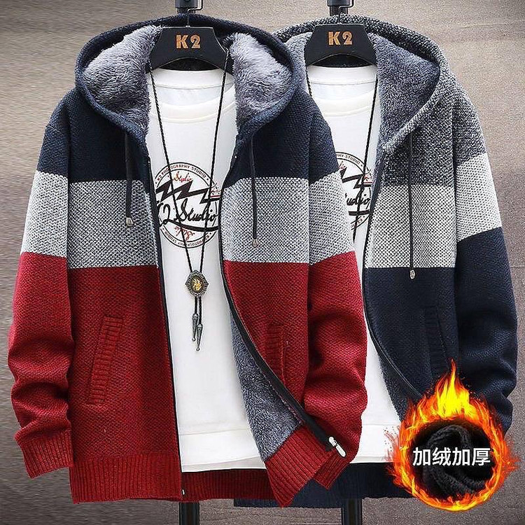 سویشرت بافت سرمه ای و زرشکی