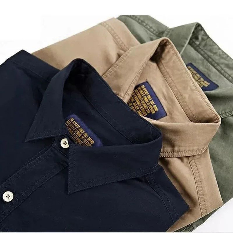 پیراهن کتان دوجیب مارک آفرود off road یقه