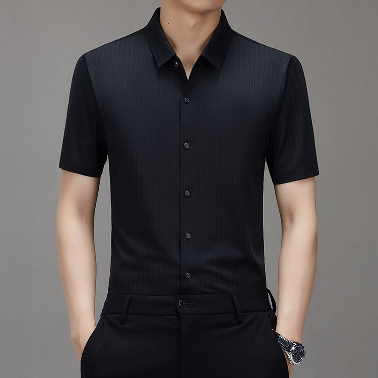 پیراهن ساتن آستین کوتاه مشکی