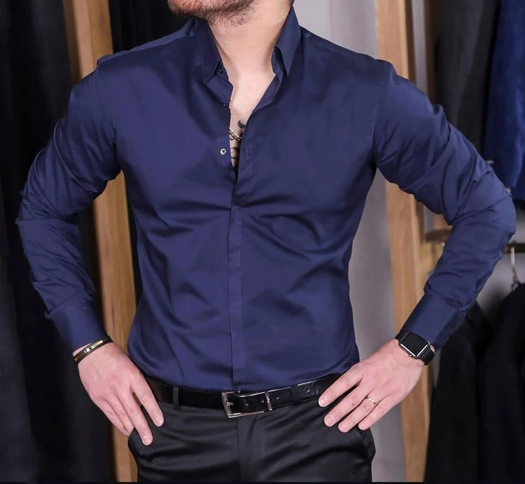 پیراهن سرمه ای مردانه