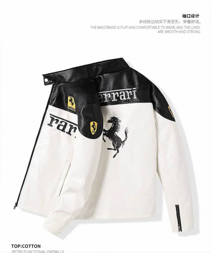 کاپشن چرم موتور سواری فراری