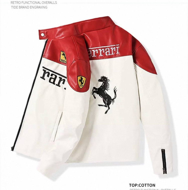 کاپشن چرم موتور سواری فراری